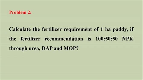 Fertilizer Calculationsnpk Recommended Calculationsstraight And