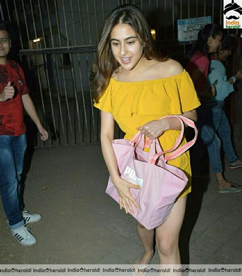 Sara Ali Khan Hot In Short Yellow Frock Stills