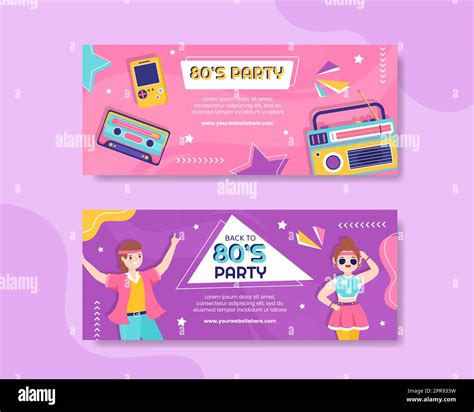 party horizontal banner template flat cartoon background vector