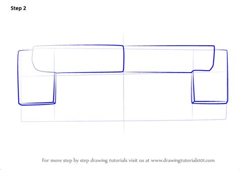 How to Draw Sofa Couch Top View (Furniture) Step by Step ...