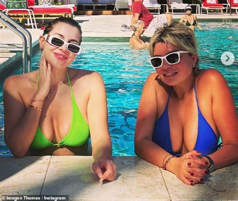 Imogen Thomas Flaunts Her Figure In A Skimpy Green Thong Bikini During