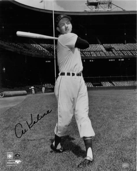 al kaline autographed detroit tigers  photo bw batting