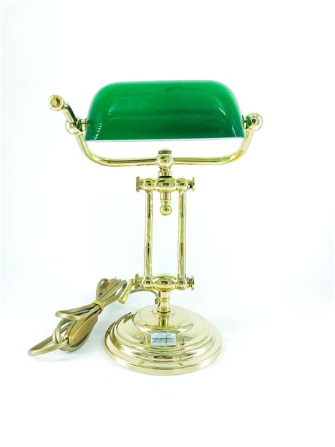 Lampada Ministeriale Ottone Lucido Cm Con Vetro Verde