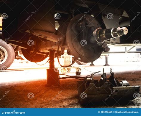 Brake Pads Of A Truck Trailer For Maintenance To Change Stock Image