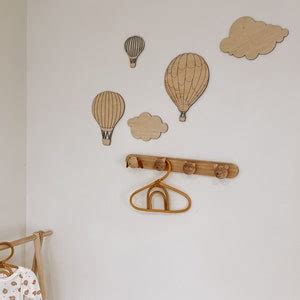 Boho Nursery Decor Wooden Hot Air Balloons Set Etsy