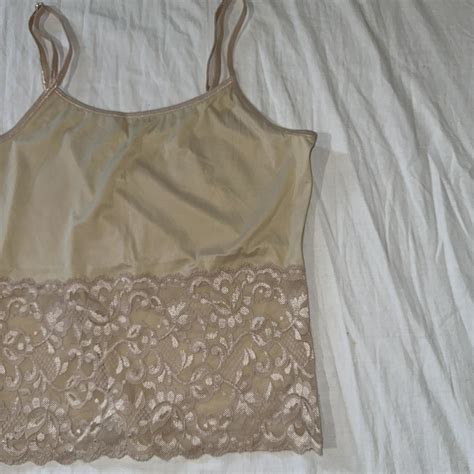 Nude Tank Top With Mesh Lace A Thinner Material But Depop