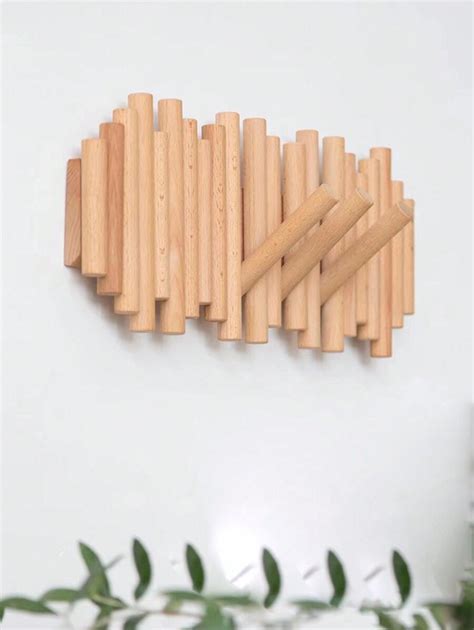 1pc No Drilling Wooden Wall Hook, Hidden Clothes Hanger, Creative Home ...