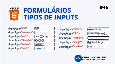 TIPOS DE INPUTS NO HTML E SUAS FUNÇÕES AULA 46 YouTube