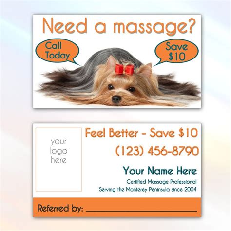 Massage Therapist Business Card 3 5x2 Business Card Full Color Two