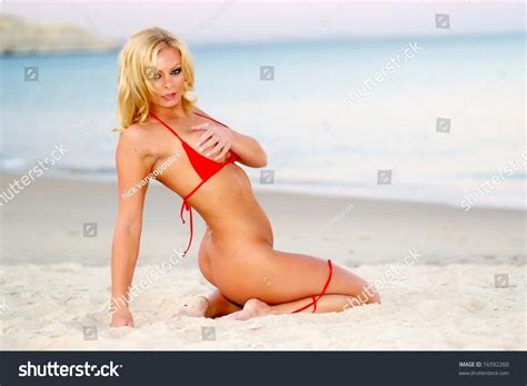 Sexy Blonde Woman Posing On Beach Stock Photo Shutterstock