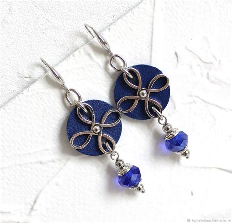 Серьги: Кожаные серьги Синие | Drop earrings, Earrings, Jewelry