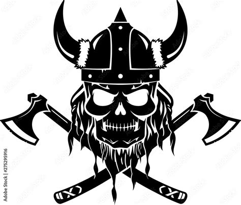 Skull Viking Crossed Axe Stock Vector Adobe Stock