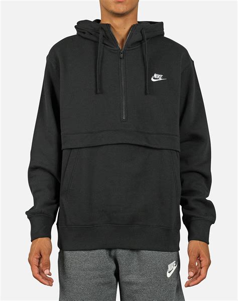 Nike Nsw Club Fleece Half Zip Hoodie In Black For Men Lyst