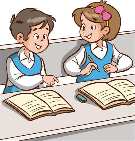 Two Students Talking In Class Cartoon Vector Illustration Classroom