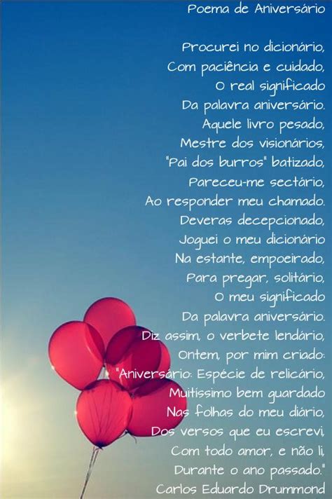 Poema De Aniversário Poemas De Aniversário Aniversário Mensagem