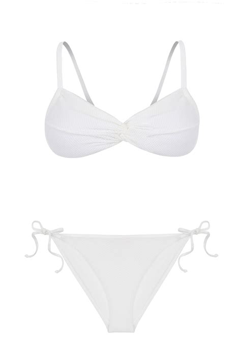 D Nmeli Straplez Dokulu Beyaz Bikini Tak M