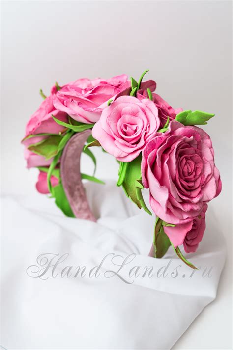 - Ободок для волос "Розовый букет" - HandLands