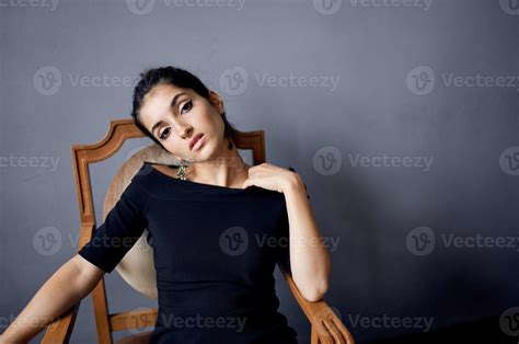 Brunette Posing Model Attractive Look Decoration Smile Lifestyle Studio 22070075 Stock Photo At