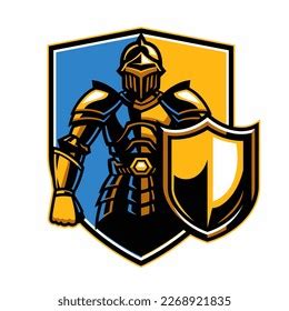 Sport Logo Style Armored Knight Shield Stock Vector Royalty Free