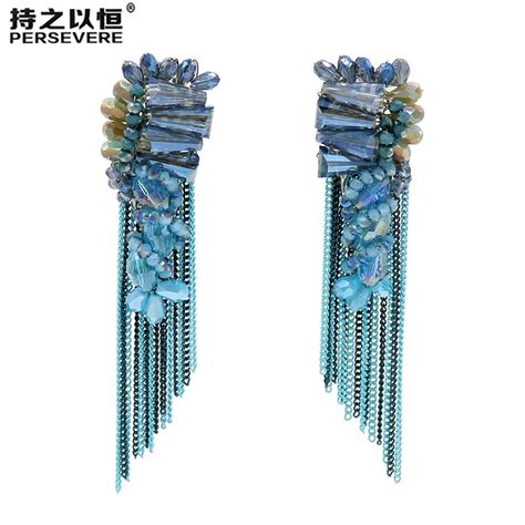 2 цвета с украшением в виде кристаллов сережки с кисточками boho ...
