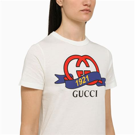 Gucci White T Shirt With 1921 Print Thedoublef