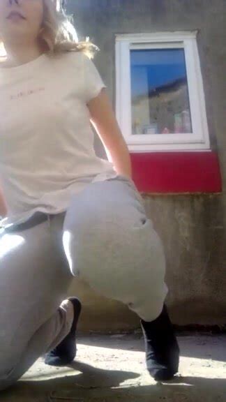 Nervous Blonde Pees On Balcony Thisvid