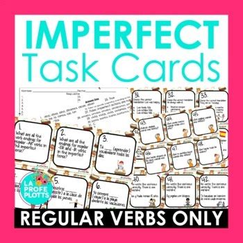 Regular Imperfect Tense Verbs Spanish Task Cards By La Profe Plotts