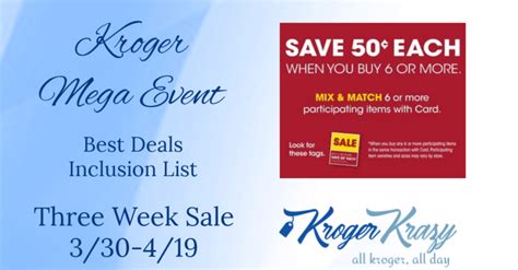 Kroger Mega Event Buy Or More Save Each Full List Week