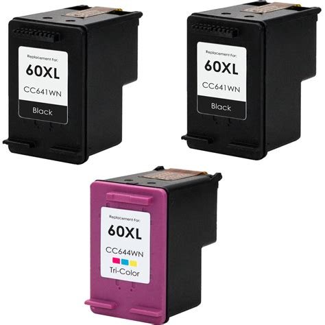 HP 60XL Ink Cartridge Combo | 2 Black, 1 Color | 3 Pack