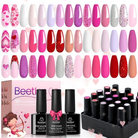 Beetles Gel Polish Pink Nail Set Colors Valentine Alluring Sweetie Collection Nude Purple