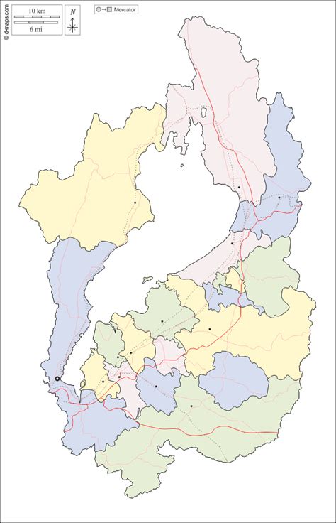 滋賀県 無料地図 無料の空の地図 無料のアウトラインマップ 無料のベースマップ 輪郭 市町村 主要都市 道路 色 白い