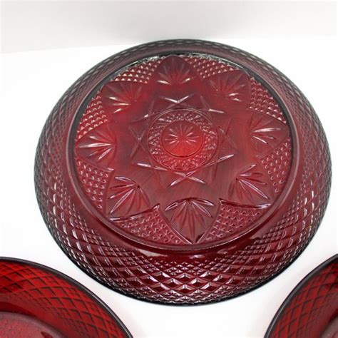 Crystal D Arques Durand Dining Vintage Crystal Darques Durand Ruby Red Plates Set Of 3