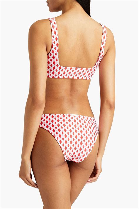 HEIDI KLEIN Printed stretch piqué bikini top THE OUTNET