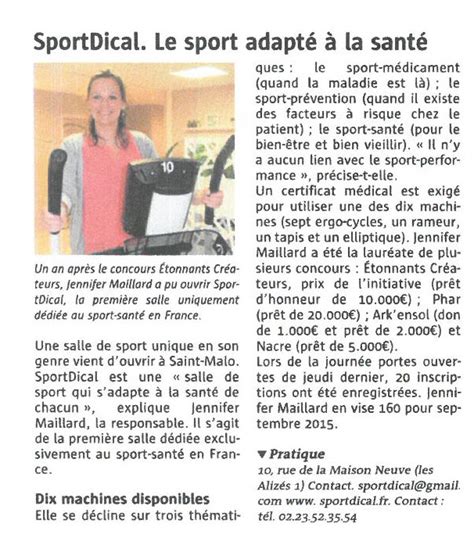 Le Télégramme Salle Dactivités Physiques Adaptées Santé à Saint Malo