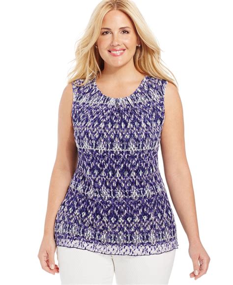 Alfani Plus Size Printed Shell Tops Plus Sizes Macys Tops Plus Size Blouses Plus Size