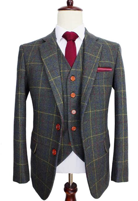 British Tweed Co Forest Green With Large Check Tweed Three Piece Suit