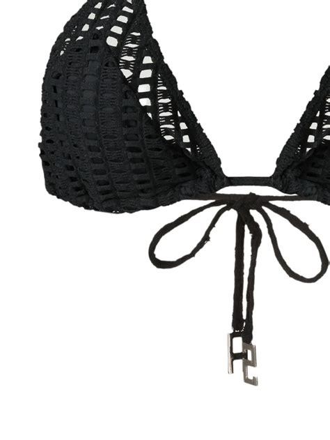 Amir Slama Open Knit Triangle Bikini Set In Black ModeSens