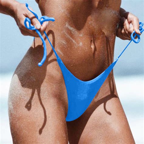 Cuozvetk Women Lace Up Low Waist Brazilian Bikini Bottom Swimwear Briefs Beachwear Brazilian