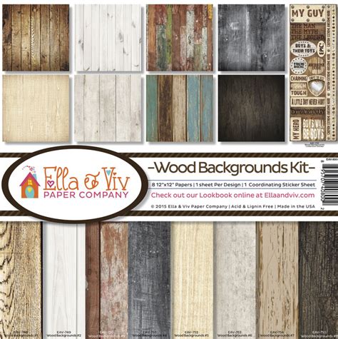 Paper Kit Ella Viv Wood Backgrounds Pyssel Scrapbooking