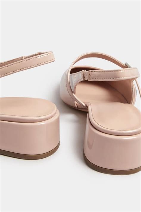 Nude Patent Mary Jane Slingback Heels In Extra Wide Eee Fit Yours Clothing