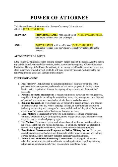 Power Of Attorney Template Sample Template Samples