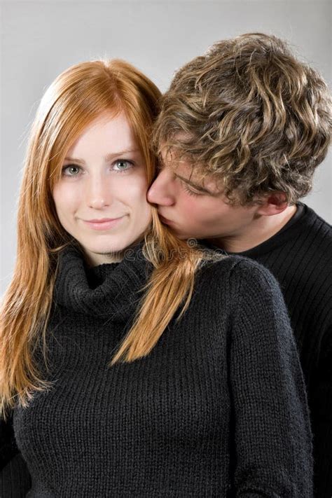 Redhead Kissing Blonde Man Stock Photos Free Royalty Free Stock