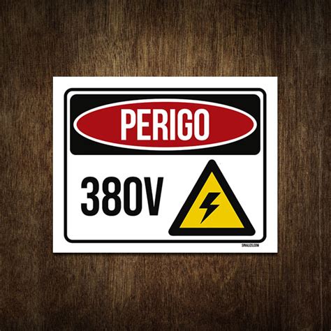 Placa Sinalização Perigo 380 voltsSinalizo Placas de Sinalização