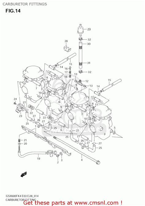 Suzuki GSX600F KATANA 2005 K5 USA E03 CARBURETOR FITTINGS Buy