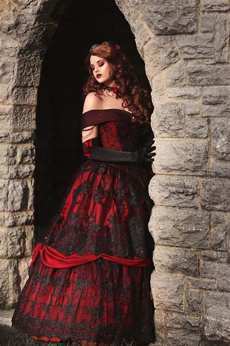 Gothic Belle Redblack Lace Fantasy Gown Wedding Holiday Etsy