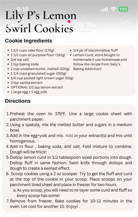 Lily Ps Lemon Swirl Cookies Cookies Ingredients Lemon Curd