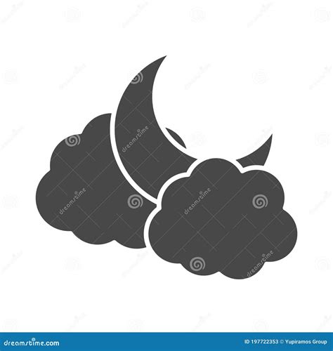 Half Moon Clouds Sky Weather Silhouette Icon Style Stock Vector