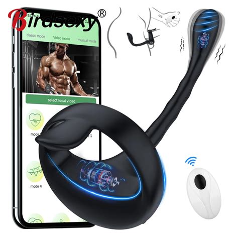 App Bluetooth Prostate Vibrator Testicle Massage Anal Butt Plug Cock Penis Ring Male Masturbator