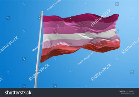 Large Flag Lesbian Pride Waving Wind Stock Illustration