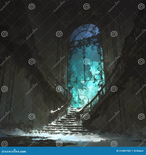 Mysterious Mansion Stairwell Stock Illustration - Illustration of